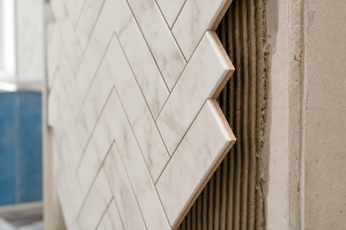 Herringbone and chevron tile patterns - bathroom tile patterns