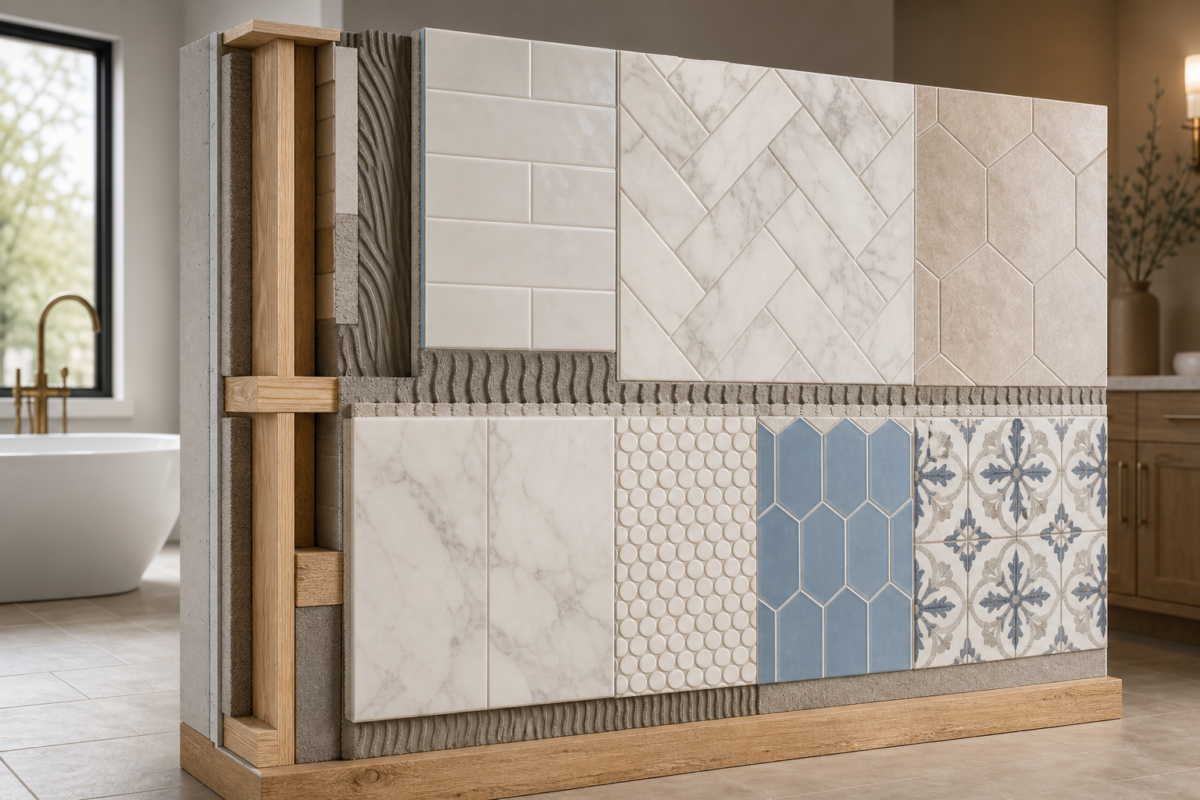 are the most popular bathroom tile patterns