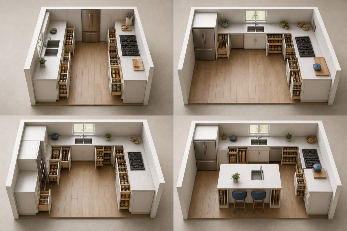 Vertical dividers and dedicated spice storage - kitchen cabinet organization