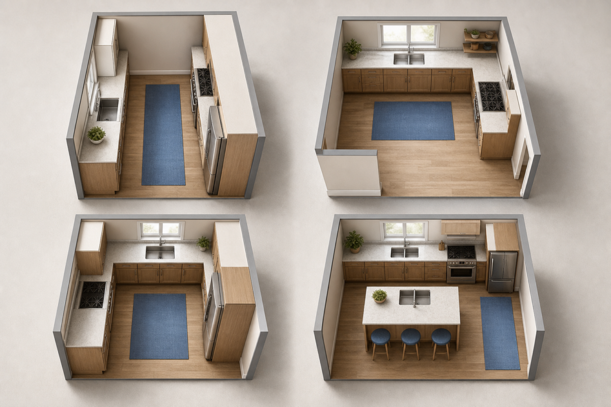 Clearances and aisle widths - kitchen layout