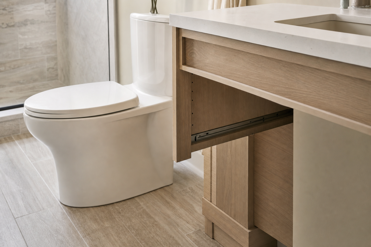 Comfort-height toilets and accessible vanities - aging-in-place bathroom