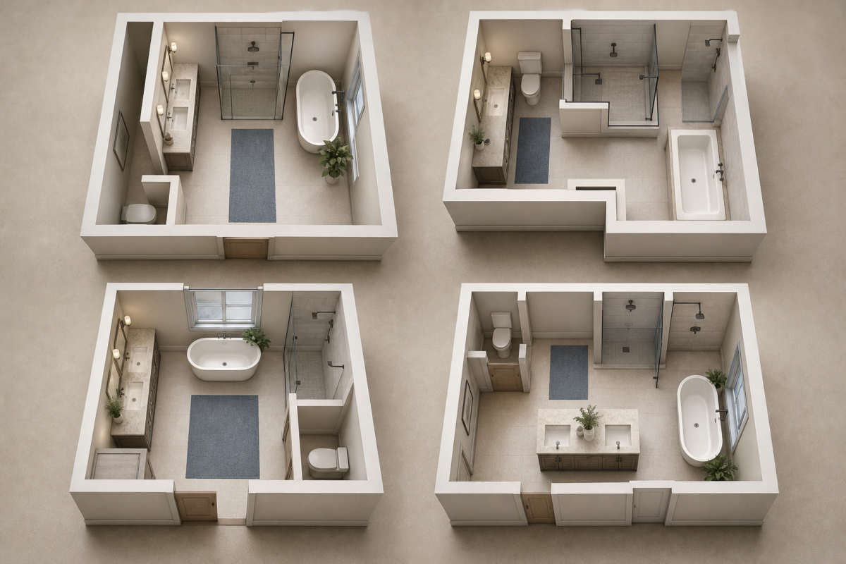 Primary and master bathroom layouts - bathroom layout ideas