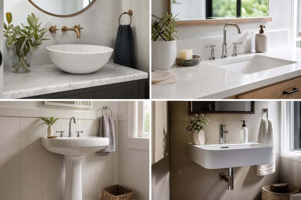 Bathroom Sink Types: Vessel, Undermount, Pedestal, Wall-Hung