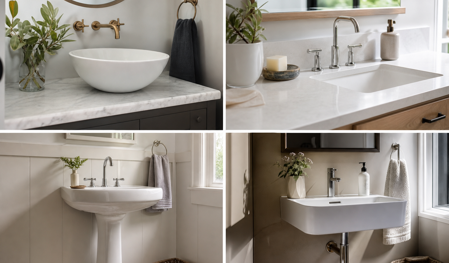 Bathroom Sink Types: Vessel, Undermount, Pedestal, Wall-Hung