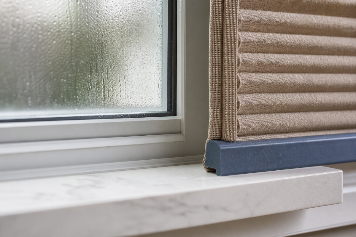 Window treatments that handle moisture - bathroom window privacy